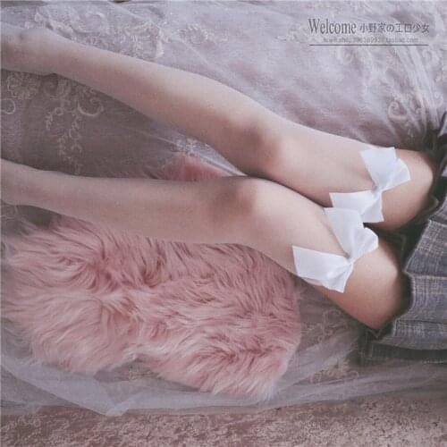 White Japanese Sweets Kawaii Thigh High Stockings Soft Lolita Warm Knee High Stockings Lace Top Women Cotton Stockings