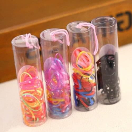 Black Blue Yellow Red Green Pink Elastic Hair Bands Ponytail Holders in Plastic Bottle Headwear Hair Accessories for Women&Kids