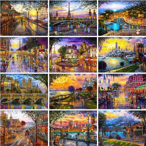 Evershine 5D DIY Diamond Embroidery Street Full Square Diamond Painting City Landscape Rhinestone Picture Home Decor Gift