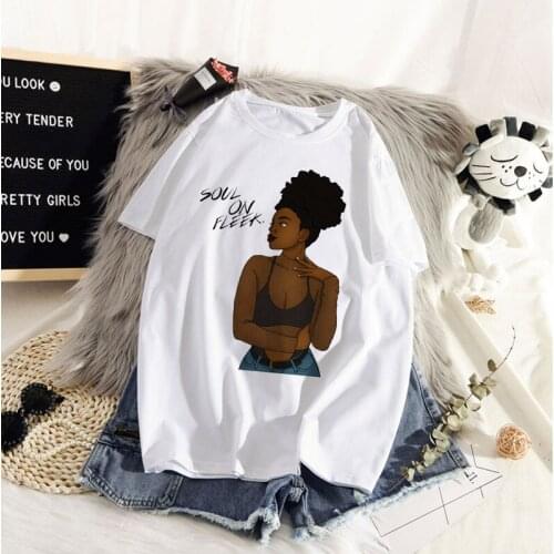 Lovely Black Girl Magic t shirt Women African Black Girl Female T-shirt Gothic top female Hip Hop White T-shirt Femme