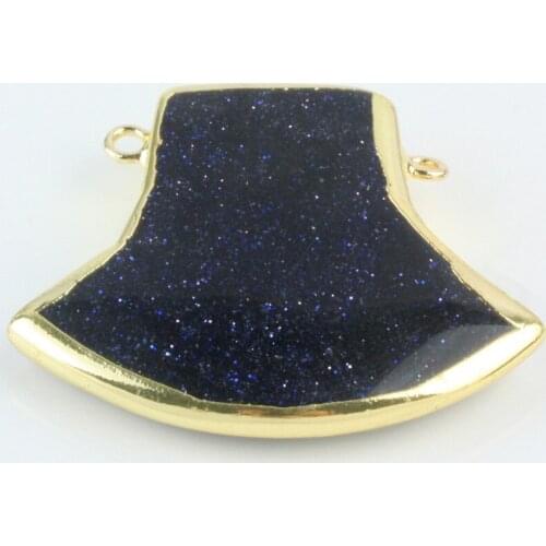 FYSL Light Yellow Gold Color Geometric Shape Blue Sand Stone Pendant Green Aventurine Trendy Jewelry