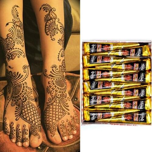 Henna Cones Indian Henna Tattoo Paste Black Brown Red White Henna Cones For Temporary Tattoo Body Art Sticker Mehndi Body Paint