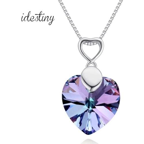 11.11 Kingdom Hearts Pendant With Austria Crystal White Gold Color New Xilion Hearts Design Necklace Jewlery Bijoux For Women