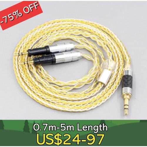 LN007469 6.5mm xlr 2.5mm 4.4mm 8 Core Silver Gold Plated Braided Earphone Headphone Cable For Audio-Technica ATH-R70X