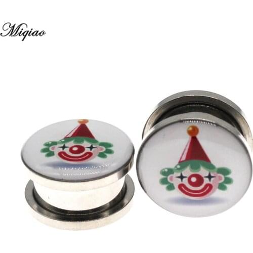 Miqiao 2pcs Fashion Hot Sale Clown Pulley Ear Expander Acrylic Ear Expander 4mm-25mm Human Body Piercing Jewelry