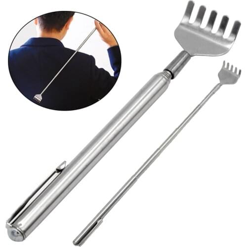 Stainless Telescopic Extendible Anti-itch Pen Clip Backscratcher Massage Kit Practical Comfortable Back Massage Tool VF 2018