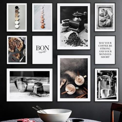 Wall Art Canvas Painting Coffee Machine Pizza Egg Bread Restaurant Nordic Posters And Prints Wall Pictures For Living Room Bar