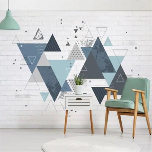 Custom Mural Wallpaper Hand-Painted Abstract Geometric Figures Background Wall Painting