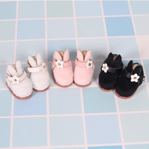 Ob11 baby shoes 1/8 1 / 12bjd girl head, ddf, body9 cute suede rabbit boots GSC shoes obitsu11 baby clothes doll accessories