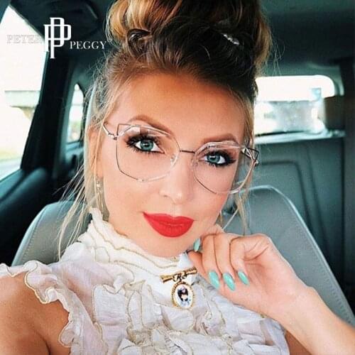 Fashion Square Eyeglasses Plastic Titanium Glasses Frames Anti Blue Cat Eye Women Optical Fashion Computer Glasses