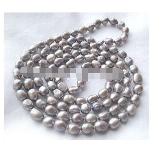 P6000 - 45" Long 8-9mm gray baroque freshwater pearl necklace