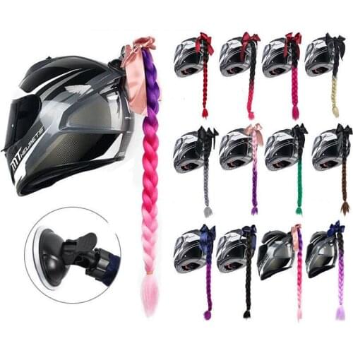 Hot Sales Motorcycle Helmet Braids Wig Multicolor Women Motocross Motorbike Helmet Decoration Hair Braids with Sucker Punk Style