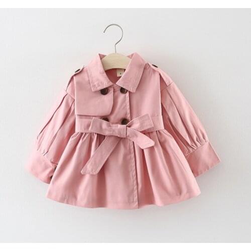 Baby Girls Trench Coat Spring Autumn Toddler Kids Solid Color Lace-up Jacket Coats Kids Windbreaker Outerwear