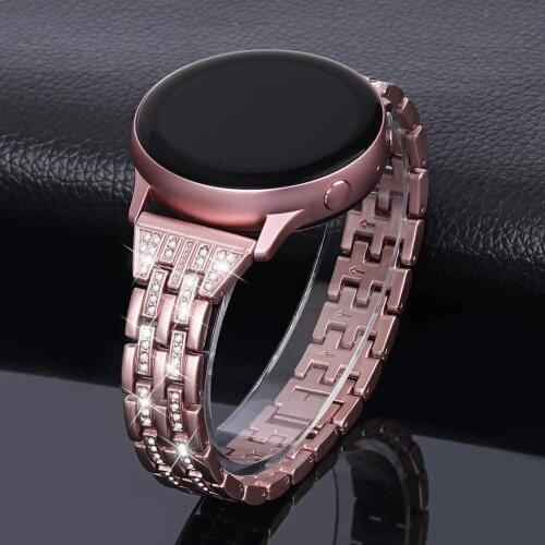 Women Diamond Bracelet For Samsung Galaxy Watch 42mm/46mm/Active 2 Band for Watch 3 41mm 45mm Quick Release 20/22mm Metal Strap