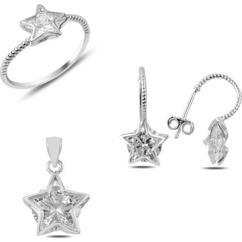Silverlina Silver Zircon Stone Star Set