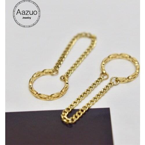 Aazuo INS Style 18K Pure Solid Yellow Gold None Stones Hook Earrings Gifted For Women Engagement Wedding Party Au750