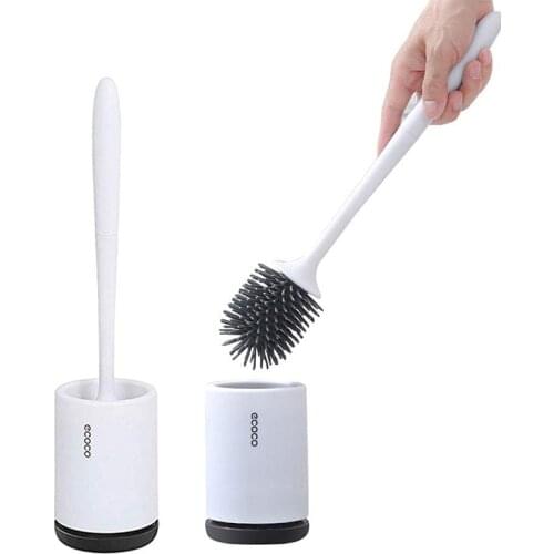 Silicone Toilet Brush With Soft Bristle, Bathroom Toilet Bowl Brush And Holder Set, Constructed Of Durable ThermoPlastic Rubber