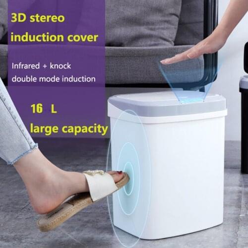 Home Intelligent Automatic Induction Electric Rubbish Trash Can Smart Waste Bedroom Garbage Can with Lid Barrel Battery Version
