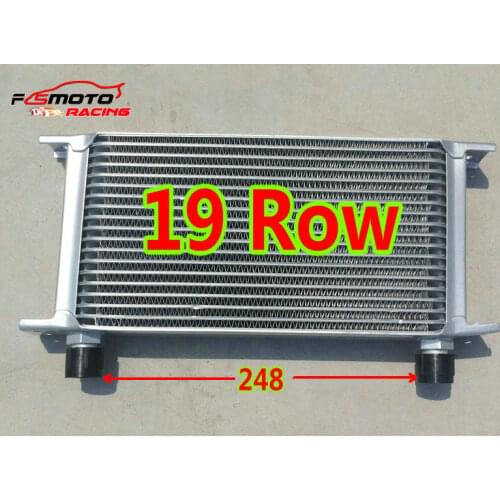 Silver Aluminum Universal 248MM 19 Row AN10 10-AN Engine Transmission Oil Cooler Mocal Style OilCooler