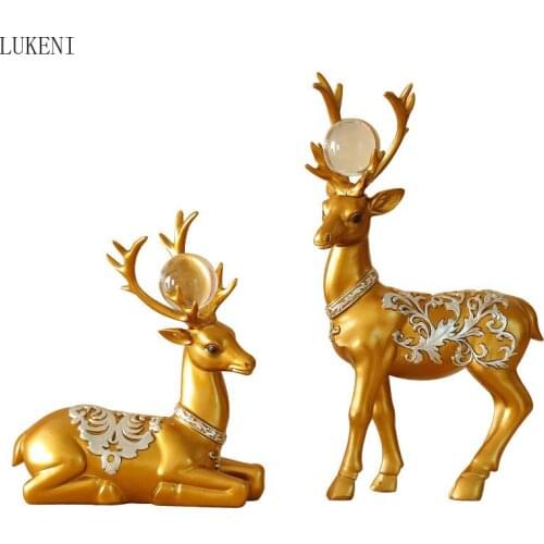 Plum Lovers Elk Lucky Deer Resin Decoration Crafts Home Living Room TV Cabinet Wine Cabinet Decoration Entrance