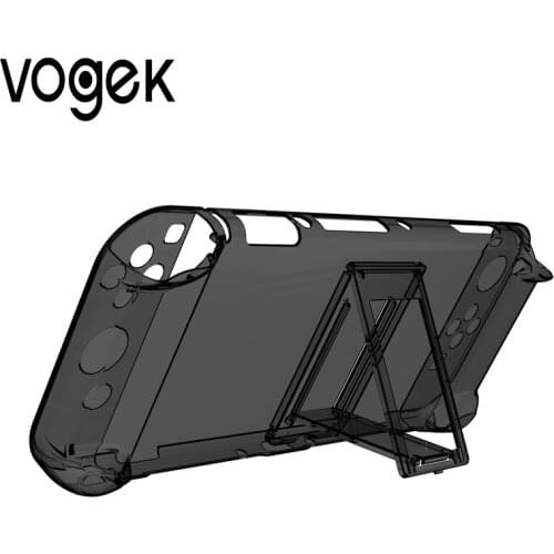 Vogek Durable Switch Cover Crystal Transparent Protective Shell Shockproof Switch OLED Split Protective Case With Phone Holder