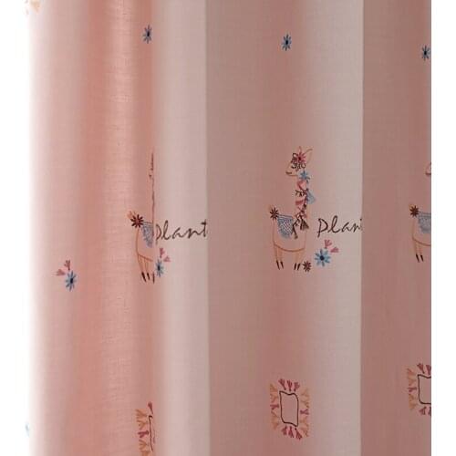 Chicity Embroidered Curtains For Living room Soft Pink kids curtain for bedroom Faux linen curtain for kitchen Customized