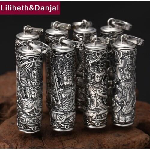 Women Men Pendant 100% Real 925 Sterling silver Natal Buddha Zodiac signs Openable Gawu Box Necklace Pendant fine Jewelry P27