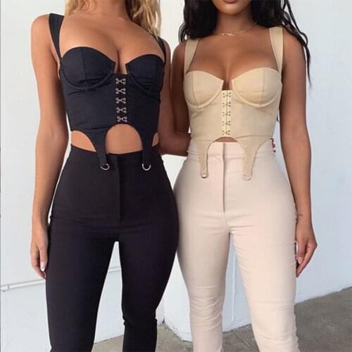 Woman Solid Color Low Cut Solid Crop Top Sexy Sleeveless Strapless Camisole Bar Club Skinny Streetwear Vest Crop Top New Mujer