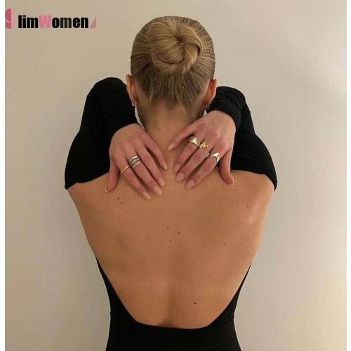 Women Summer Backless Beach Bodysuit Jumpsuit Hollow Out Body Top Mujer Feminino Black Sexy Women Bodysuit Long Sleeve Rompers