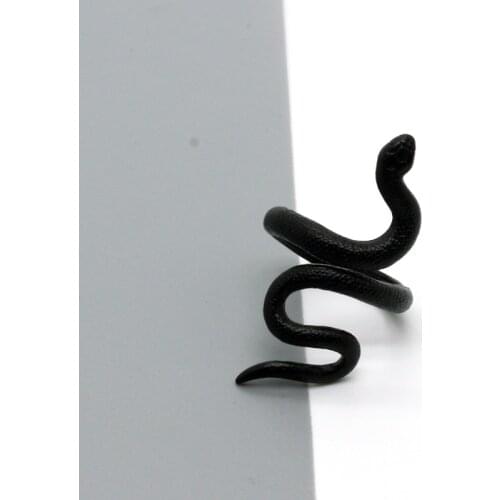 1PC Punk Cool Black Mamba Snake Ring For Men Women Exaggerated Gothic Hiphop Rock Long Snake Animals Finger Ring Jewelry R177