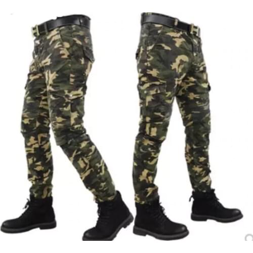 Hot Sale Motorcycle Racing Nostalgic Jeans Camouflage Built-in Protective Gear Stretch Rally With Multiple Pockets Water Meter