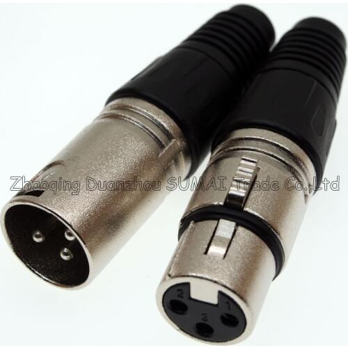 3Pin CANNON KTV Audio MIC Connector XLR 3 Pin Male and female 3P XLR KTV Microphone/ Speakers plug, Silver with black sheath