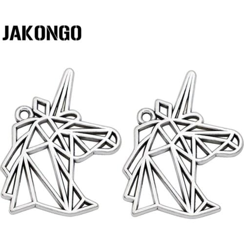 30PCS Antique Silver Plated Hollow Unicorn Charms Pendants for Jewelry Making Necklace DIY Accessories 20x29mm