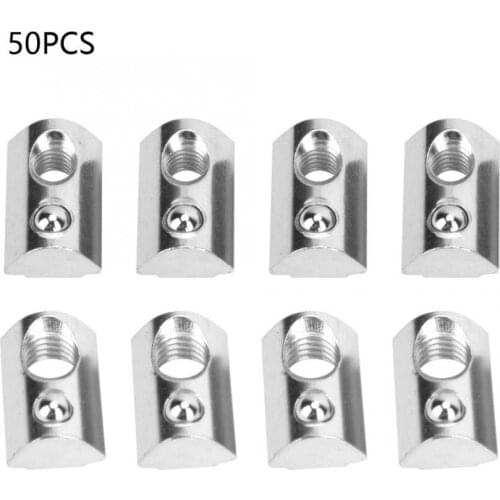 50Pcs M6/M8 T-Slot Elastic Nuts Nickel Plated Carbon Steel Sliding T Spring Nut Block For European Standard Aluminum Profiles