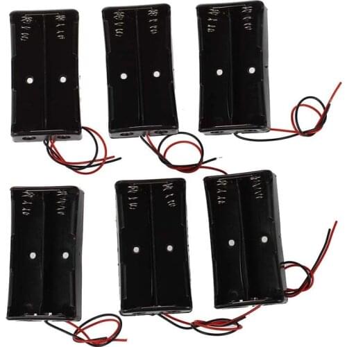 6 Pcs Black Plastic 2 x3.7V 18650 Type Battery Holder Box Case