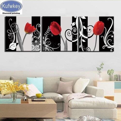 New diamond painting red rose flowers 5d diamond embroidery cross stitch full square round 3D DIY home decor Still life flower