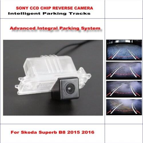 Car Rear View Camera For Skoda Superb B8 2015 2016 Intelligent Parking Tracks Back Reverse Dynamic Guidance Tragectory CAM