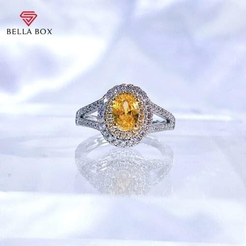Bella Box Classic 925 Sterling Silver Rings For Charm Lady Oval Shape Yellow Topaz Gemstones Engagement Anniversary Fine Jewelry