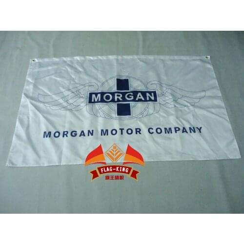 Morgan car motor racing white flag,90*150CM polyester morgan banner