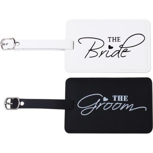 Bride&Groom Suitcase Luggage Tag Bag Pendant Travel Accessories Name ID Address Wedding VIP Invitation Label LT34B