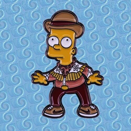 Homer Bart Ay, caramba Eat my shorts enamel pin retro Cartoon anime art brooch
