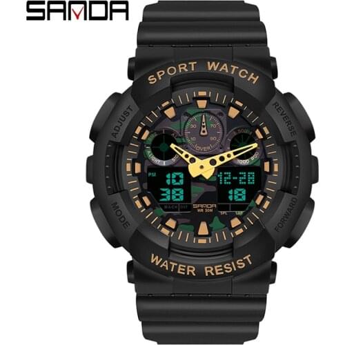 Sanda new man watch women wrist watch male watch dual movement electronic watch outdoor leisure sports waterproof watch multi-fu