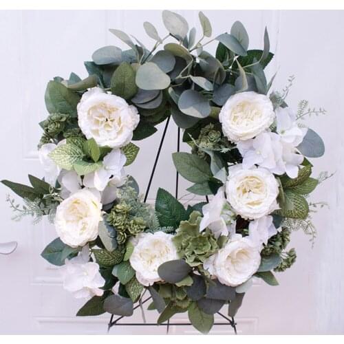 Handmade Floral Wreath Door Rose Wreath Artificial Peony Wreath For Front Door Decorations Wall Decor