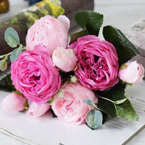 5 heads Peony flower Artificial Silk Flowers bouquet wedding decoration birthday party mothers day home decorations