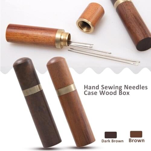 Wooden Needles Holder Toothpick Tube Hand Sewing Needles Case Wood Box Storage Tube
