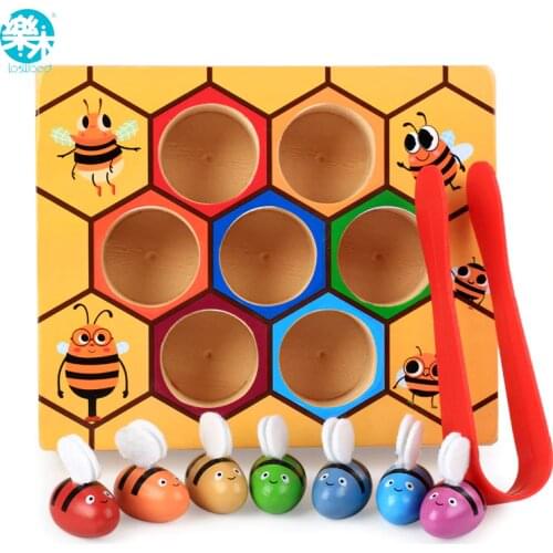 Logwood baby wooden Novelty & Gag Toys Beehive game learning Education toy Bee table game Children gifts