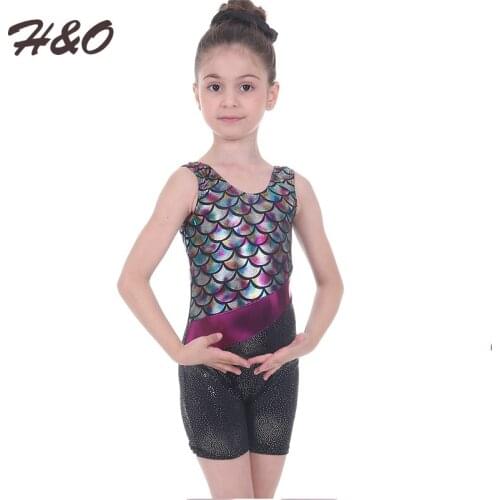 Kids Girls Sleeveless Ballet Dress Children Dance Scales Pattern Clothing Leotard Dresses Child Swimsuit Gymnastics Dancewear