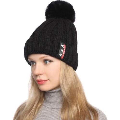 DUOJIAOYAN Korean Plush Thickened Warm Wool Caps Pullover Cap Outdoor Ear Protection Knitted Hat Russian Thickened