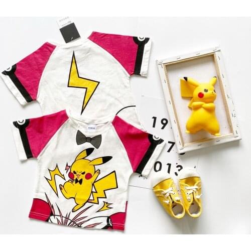 Tonytaobaby Boys and Girls Cute Cartoon Bow Tie Solid Cotton Color Block Casual T-shirt Toddler Girl Shirts