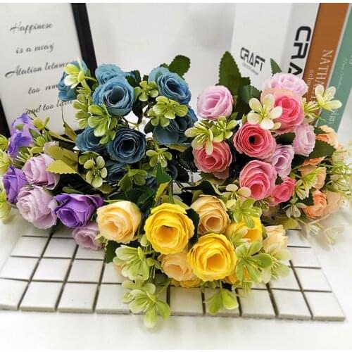27 cm 10 heads of artificial roses True touch artificial bouquet artificial flowers wedding decoration flowers home garden decor